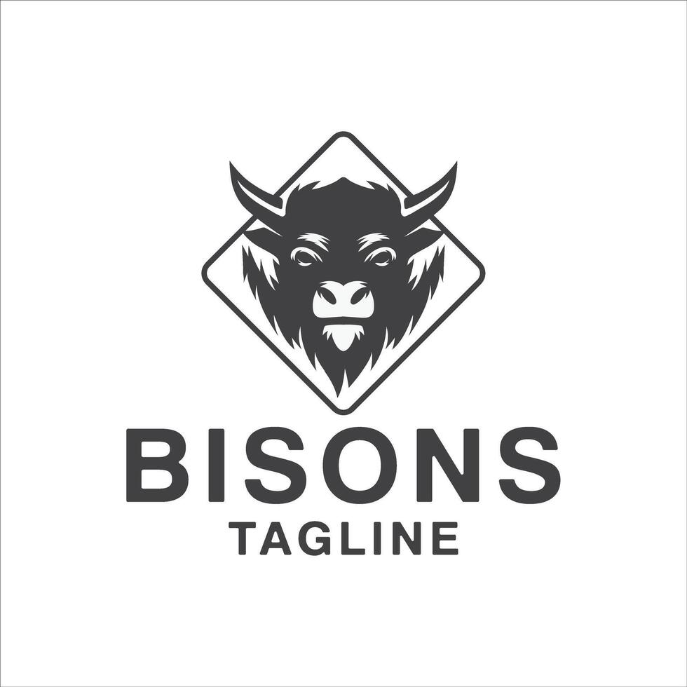 bison tête logo dans noir à l'intérieur une carré vecteur