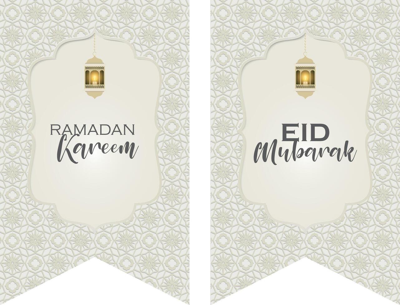 Ramadan kareem eid mubarak guirlande bruant affiche Contexte blanc beige vecteur