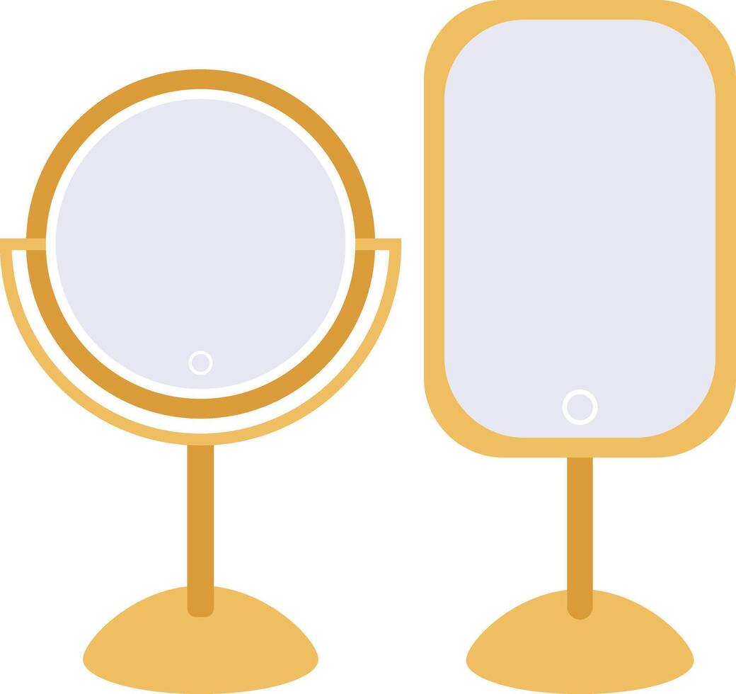 maquillage miroirs avec LED toucher isolé dans blanc Contexte. d'or cosmétique miroirs avec éclairage vecteur