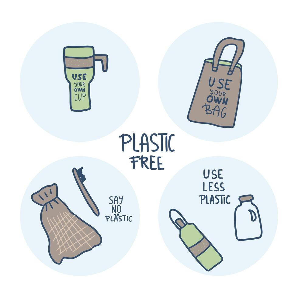 Plastique gratuit vecteur concept avec texte et symboles.