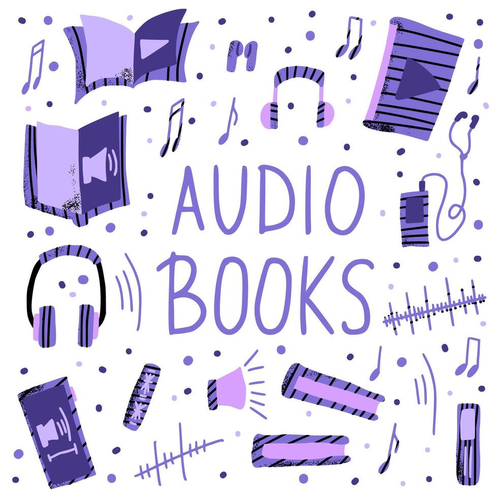 ensemble de l'audio livres symboles. vecteur illustration.