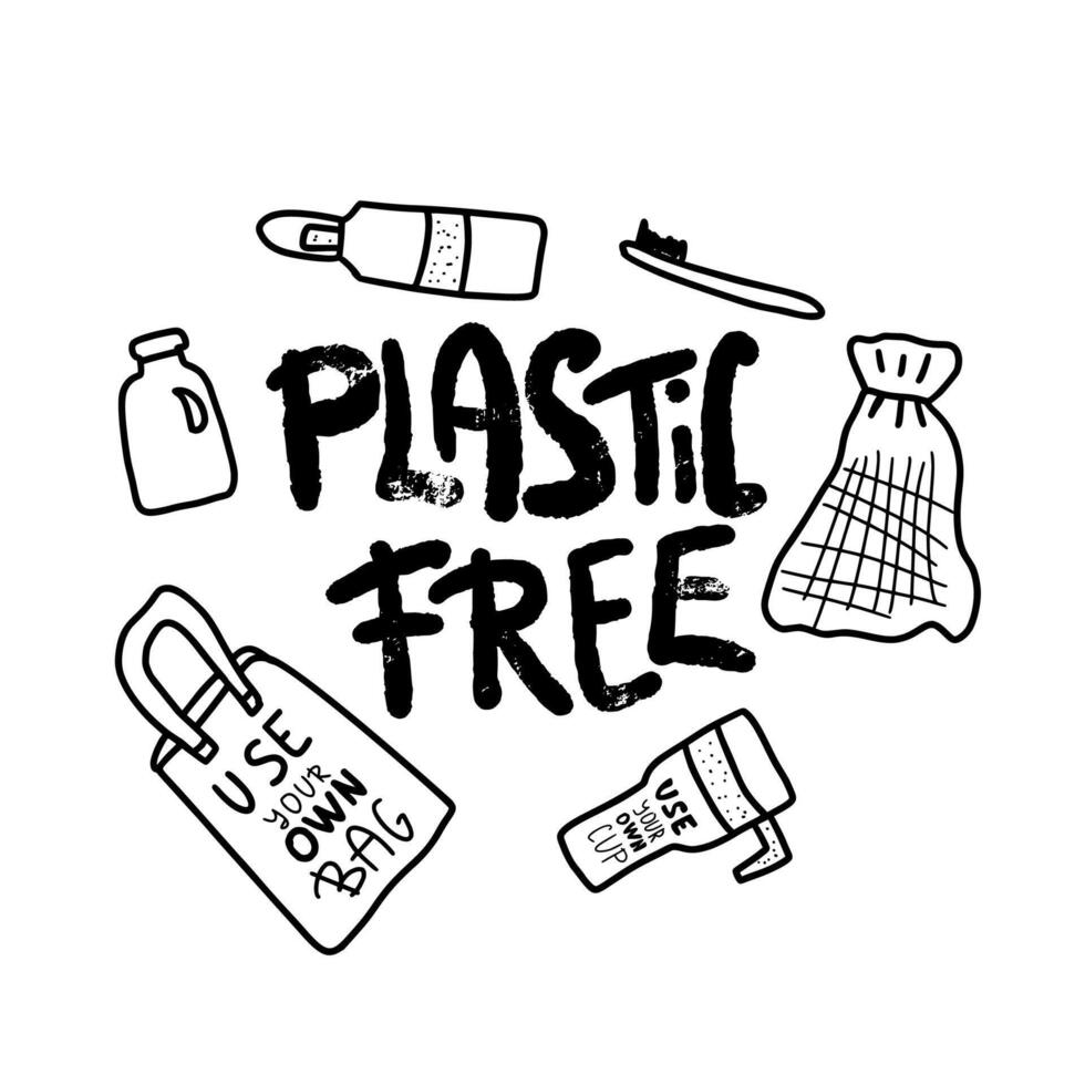 Plastique gratuit vecteur concept avec texte et symboles.