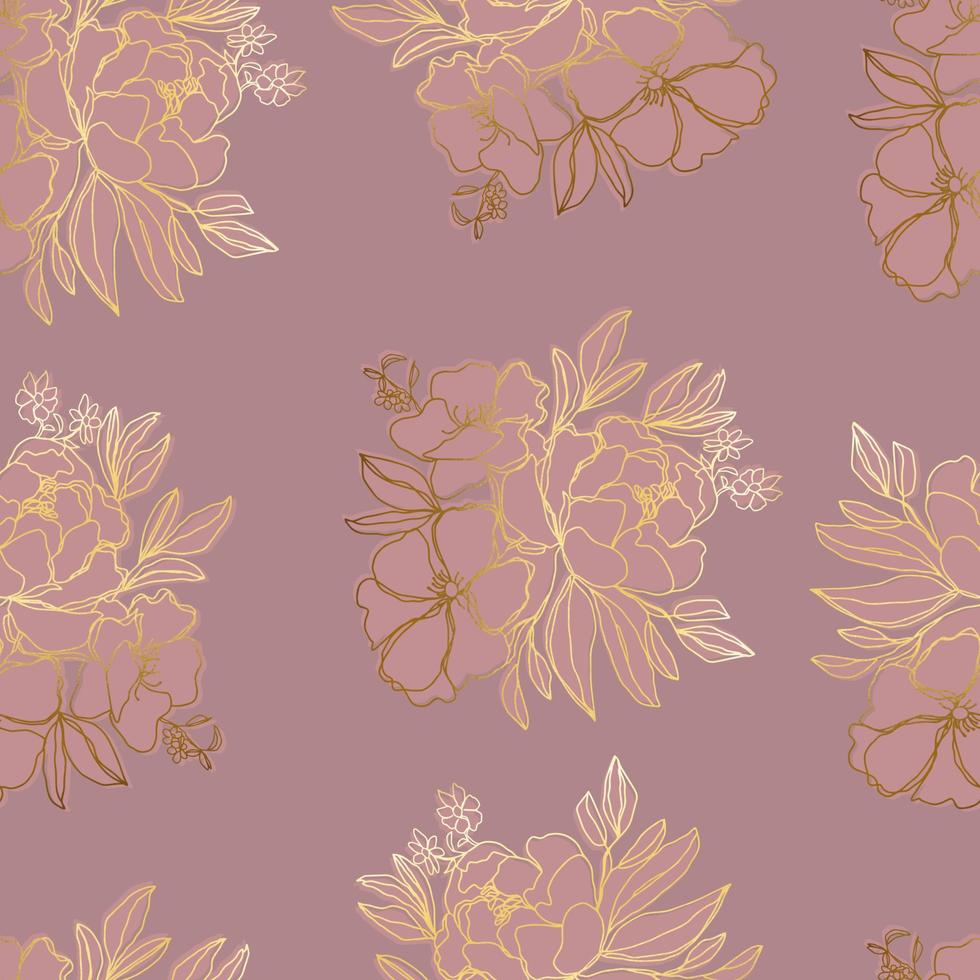 fleurs de modèle sans couture avec des feuilles. illustration botanique pour papier peint, textile, tissu, vêtements, papier, cartes postales vecteur