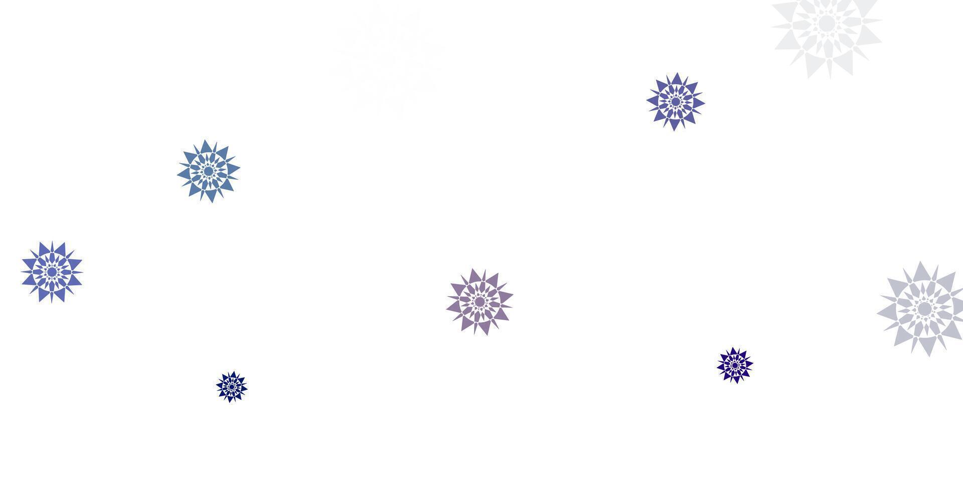 modèle vectoriel bleu clair, jaune avec des flocons de neige colorés.