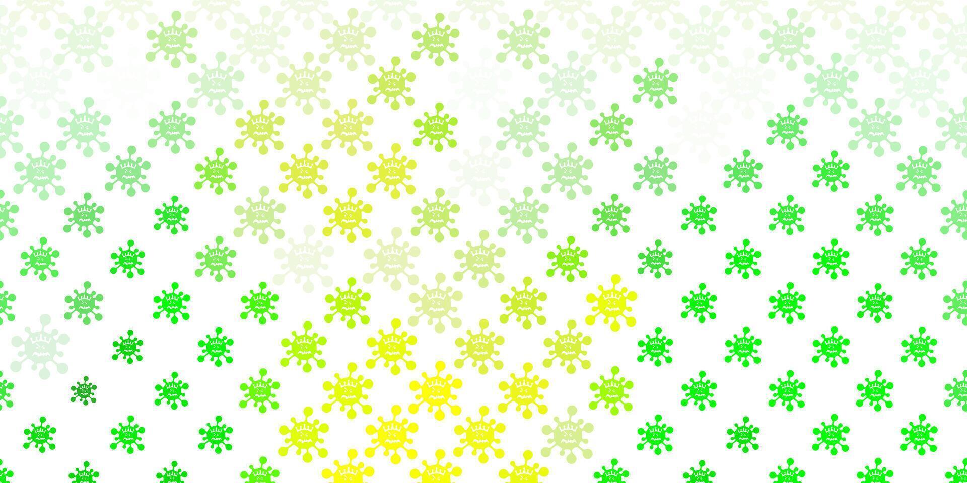 modèle vectoriel vert clair et jaune avec des éléments de coronavirus.