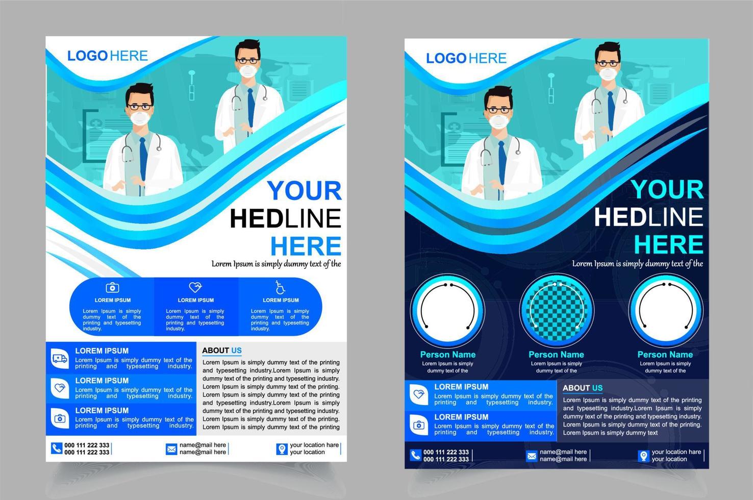 modèle de vecteur de conception de flyer de santé médicale. ou conception de flyer d'entreprise. s'adapter à la mise en page de la couverture de la brochure du dépliant d'affiches, à l'arrière-plan du dépliant polyvalent à deux couleurs. illustration vectorielle, format a4