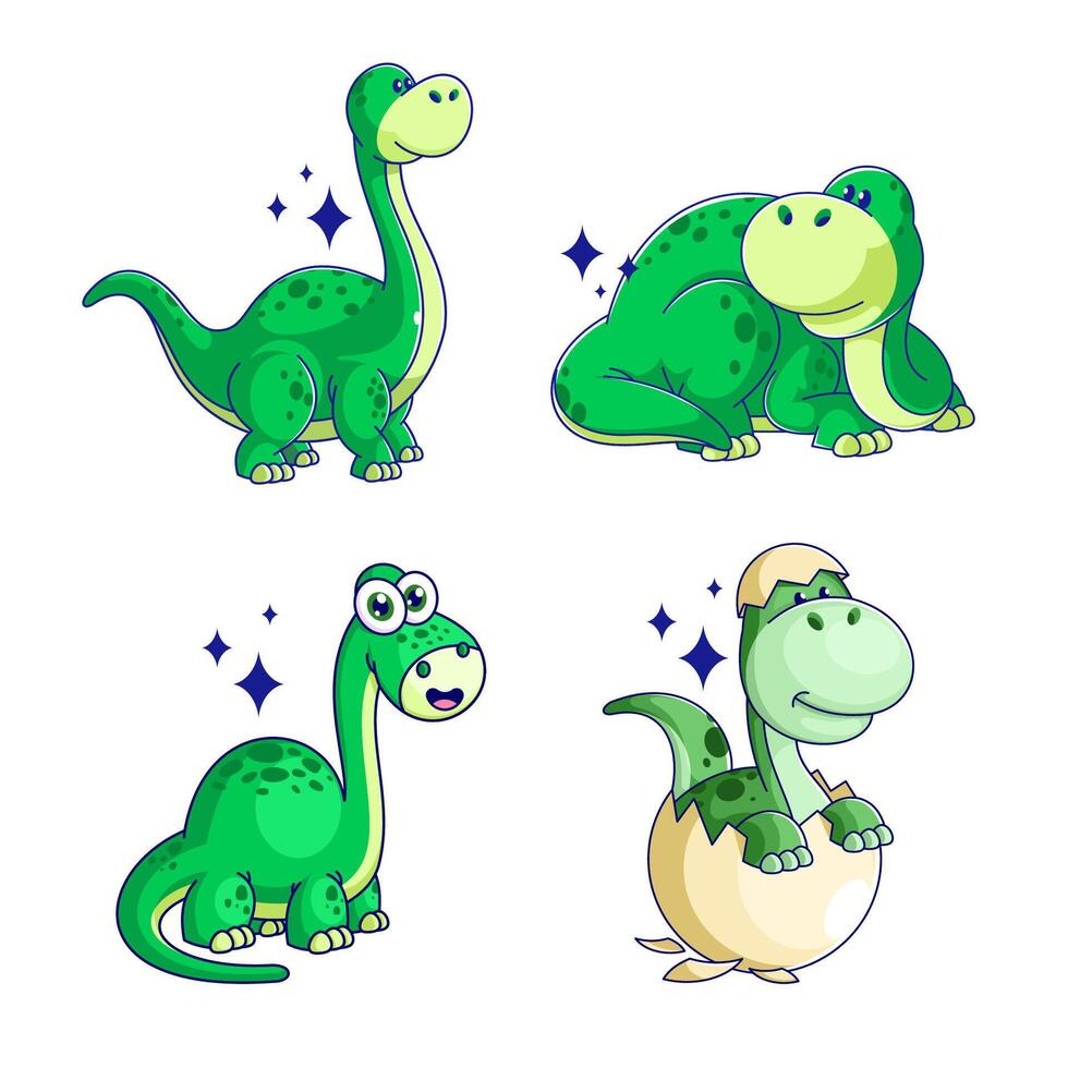 mignonne dinosaure dans dessin animé style ensemble vecteur