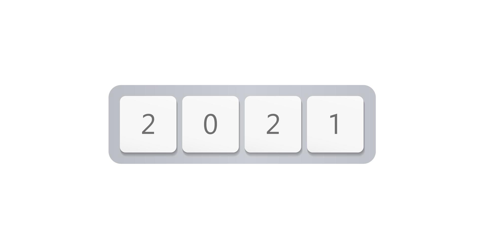 Les boutons du clavier de l'ordinateur 2021, les numéros du nouvel an, couvrent la conception minimale pour les affaires numériques et les éléments vectoriels. illustration vectorielle isolé sur fond blanc vecteur