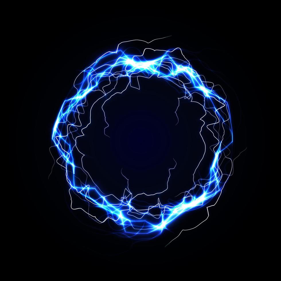 cadre rond éclair. portail magique plasma bleu. illustration vectorielle. vecteur