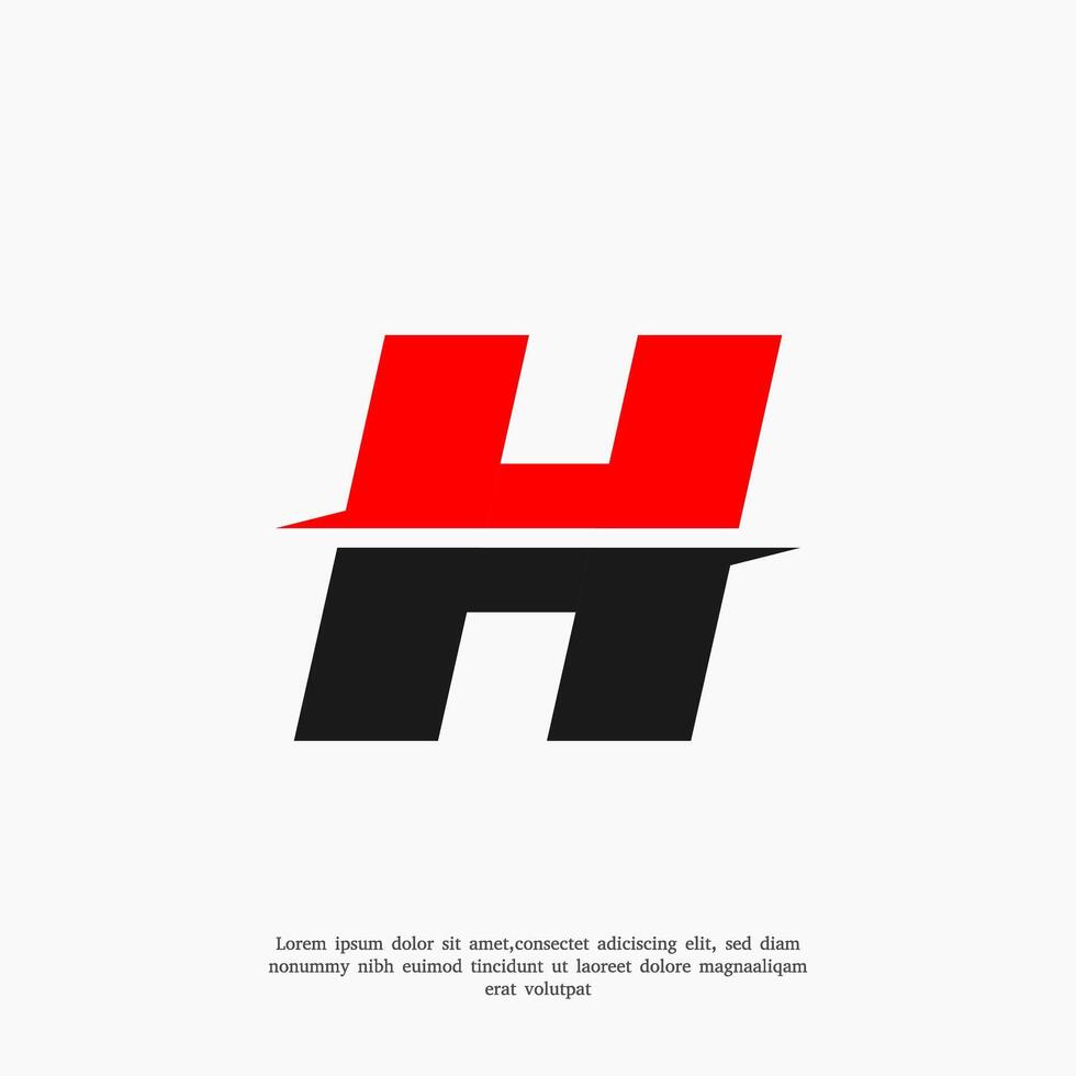 lettre h rouge et noir Couleur logo conception vecteur