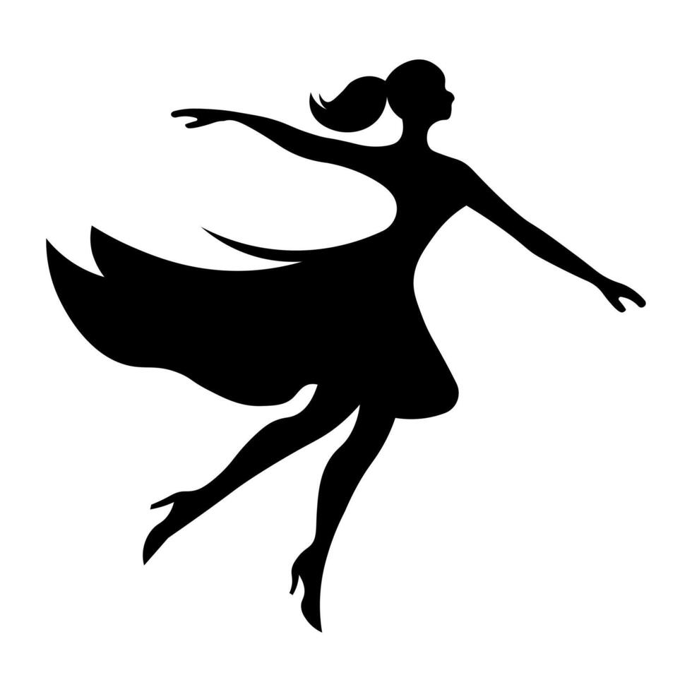 noir vecteur femelle Danseur silhouette isolé sur blanc Contexte