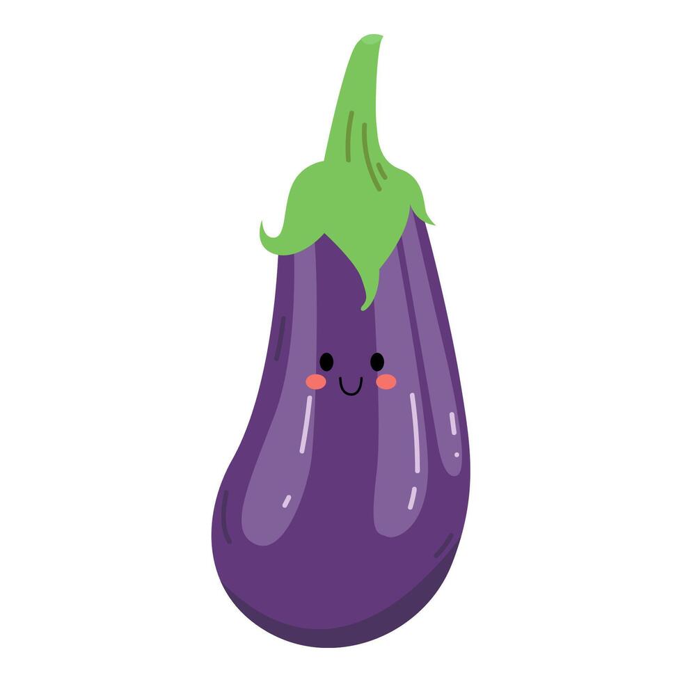 illustration d'aubergine mignonne dessinée à la main vecteur