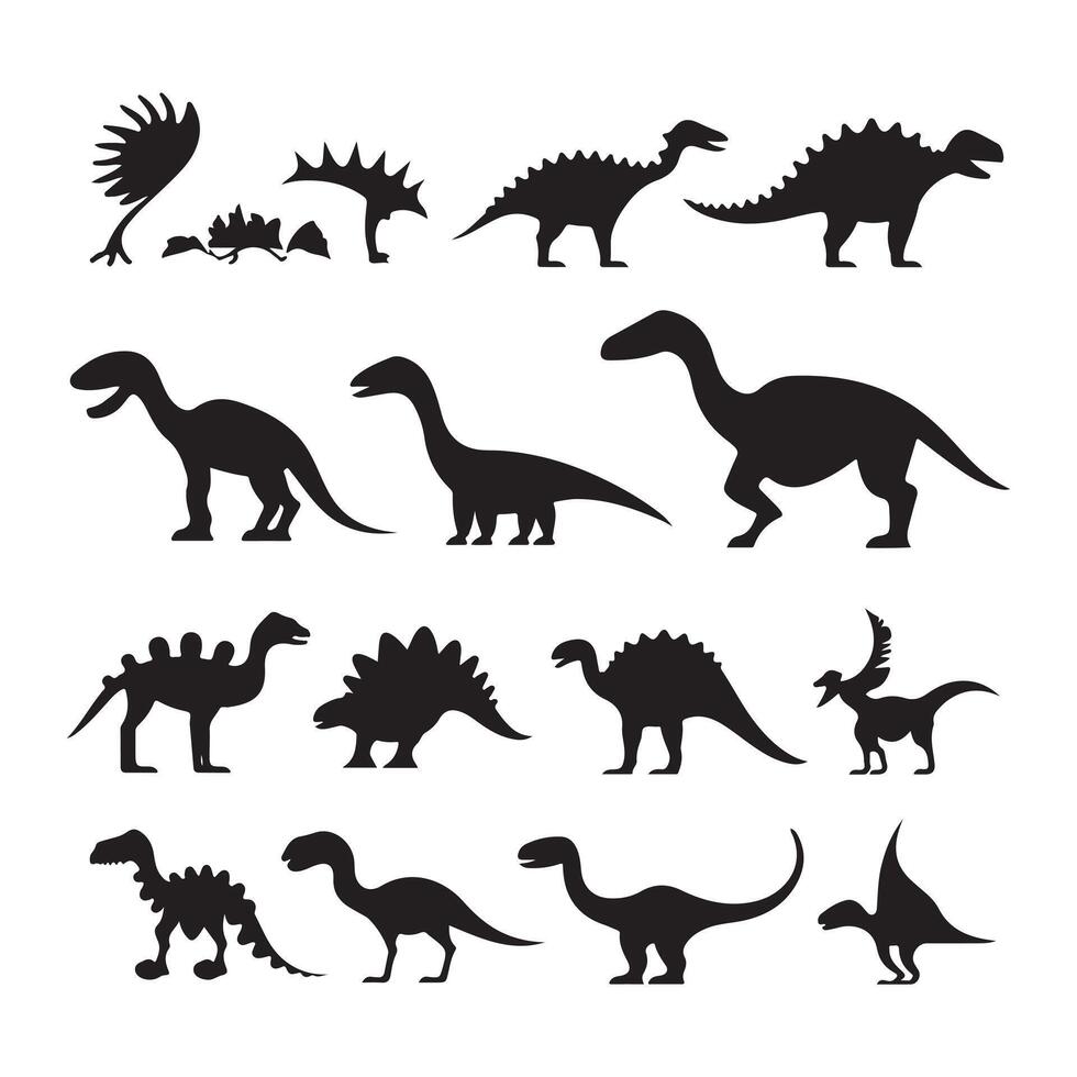 une noir silhouette dinosaure ensemble vecteur