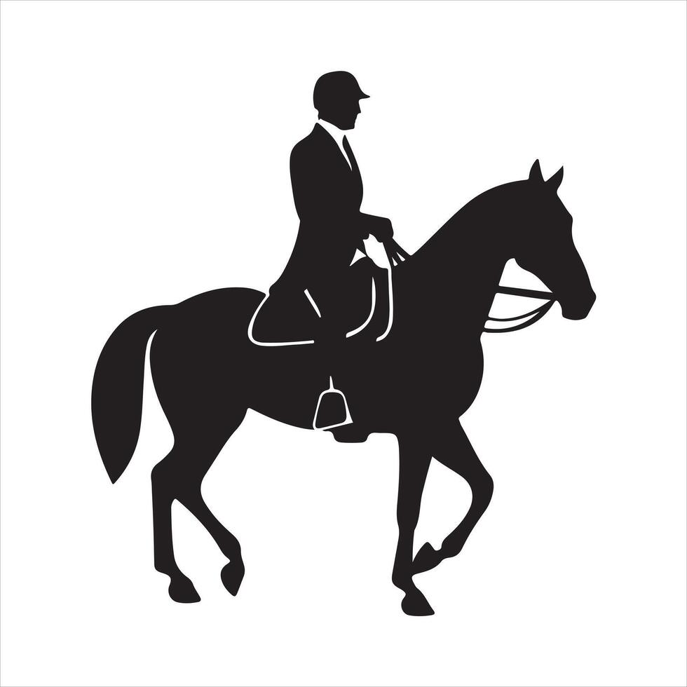 une noir silhouette à cheval cavalier ensemble vecteur