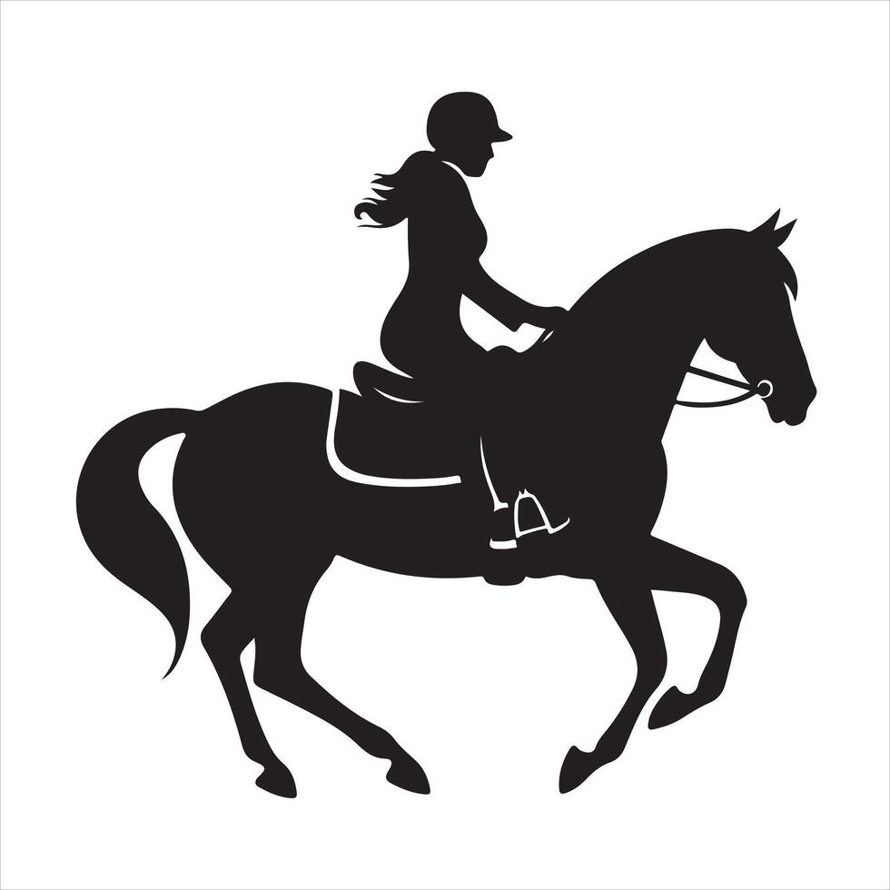 une noir silhouette à cheval cavalier ensemble vecteur