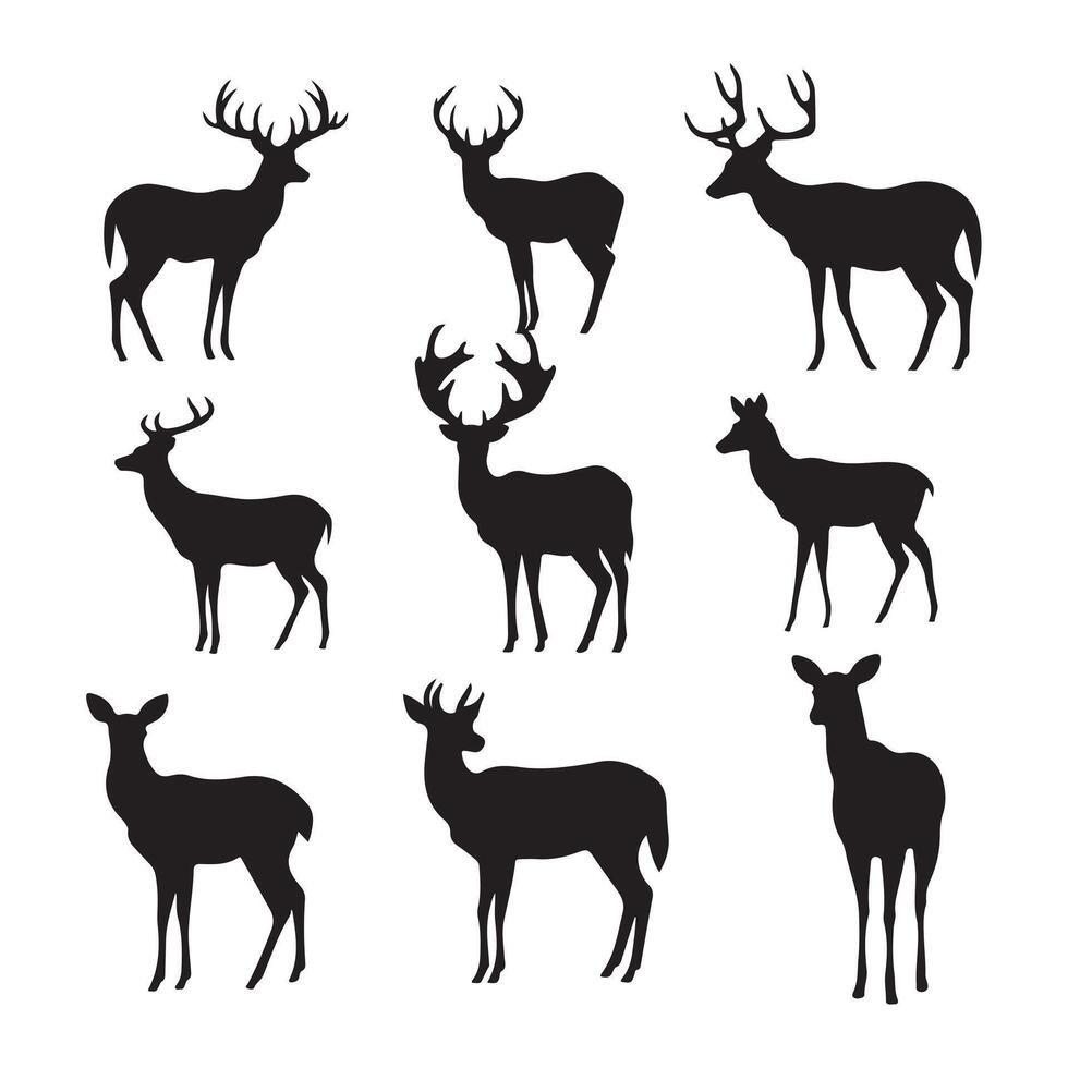 une noir silhouette cerf ensemble vecteur