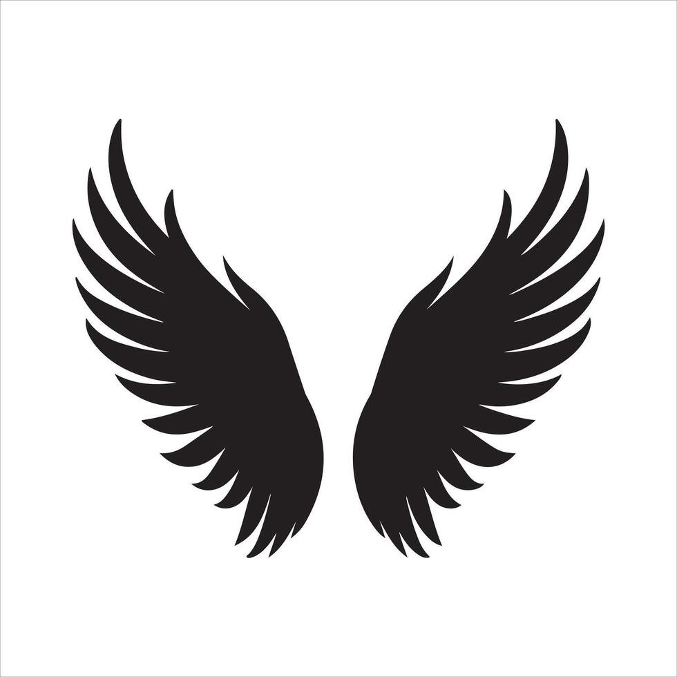 une noir silhouette ange ou oiseau aile ensemble vecteur