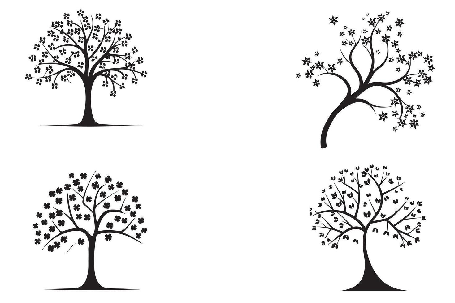 décoratif des arbres ensemble contour vecteur illustration sur blanc Contexte