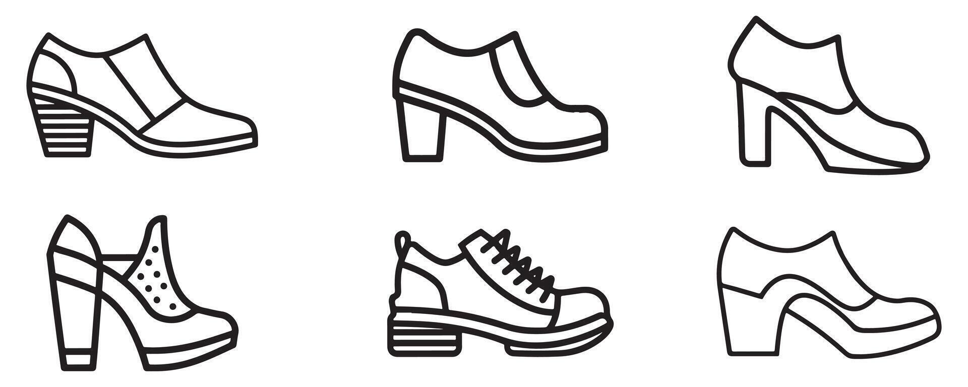 chaussure femmes chaussure contour vecteur sur blanc Contexte