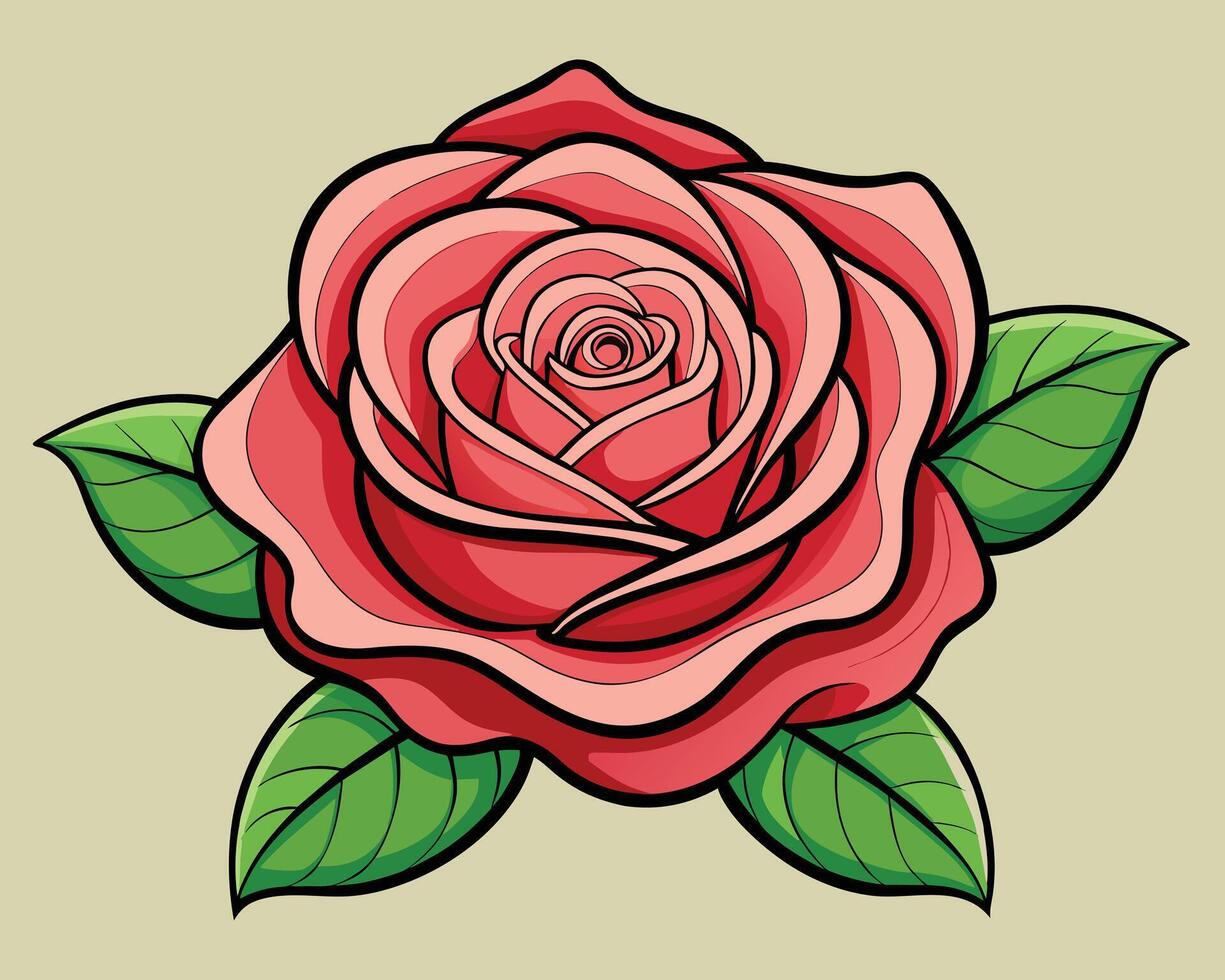 rouge Rose fleur vecteur illustration sur blanc Contexte