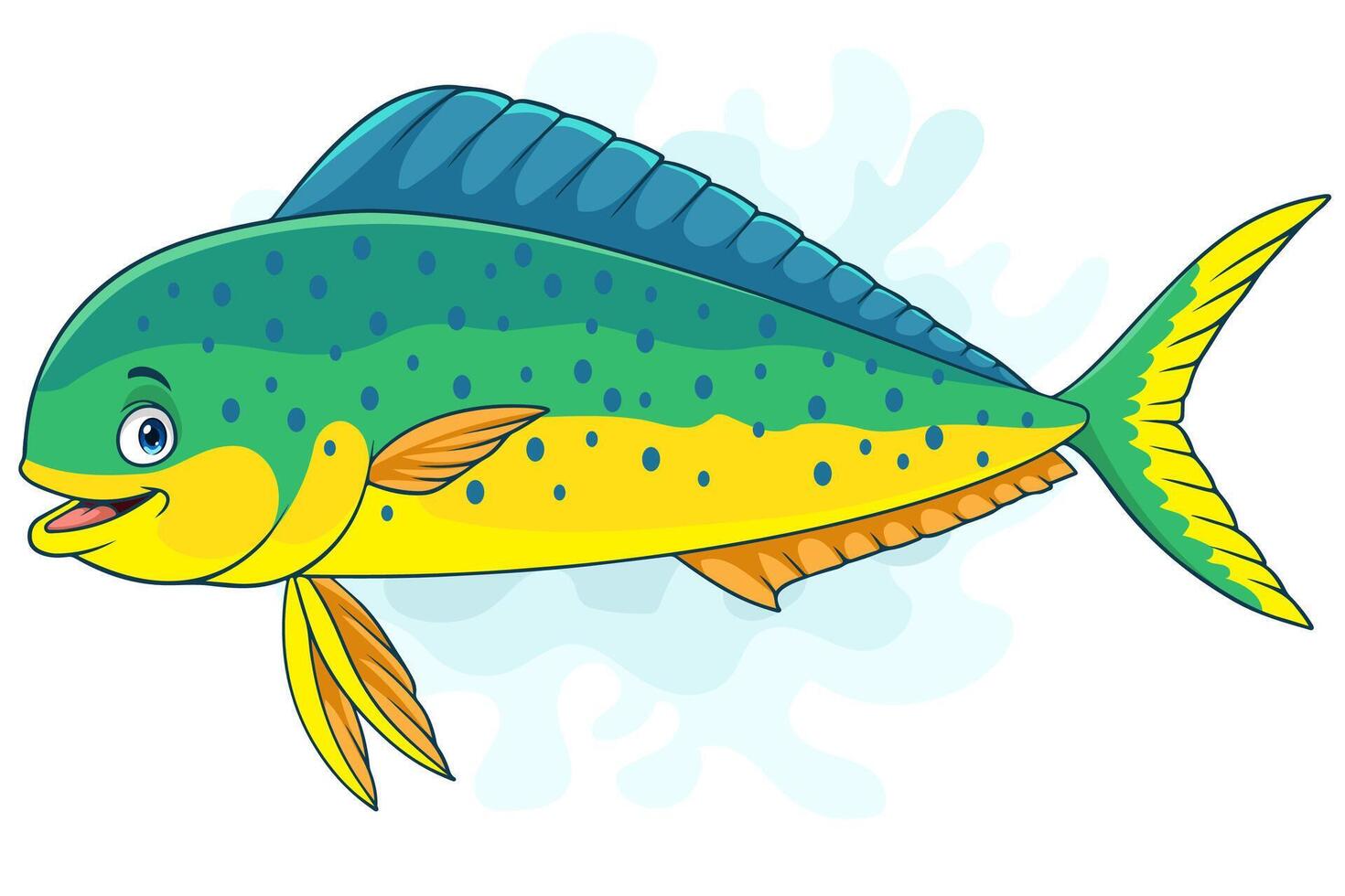 dessin animé mahi mahi poisson isolé sur blanc Contexte vecteur