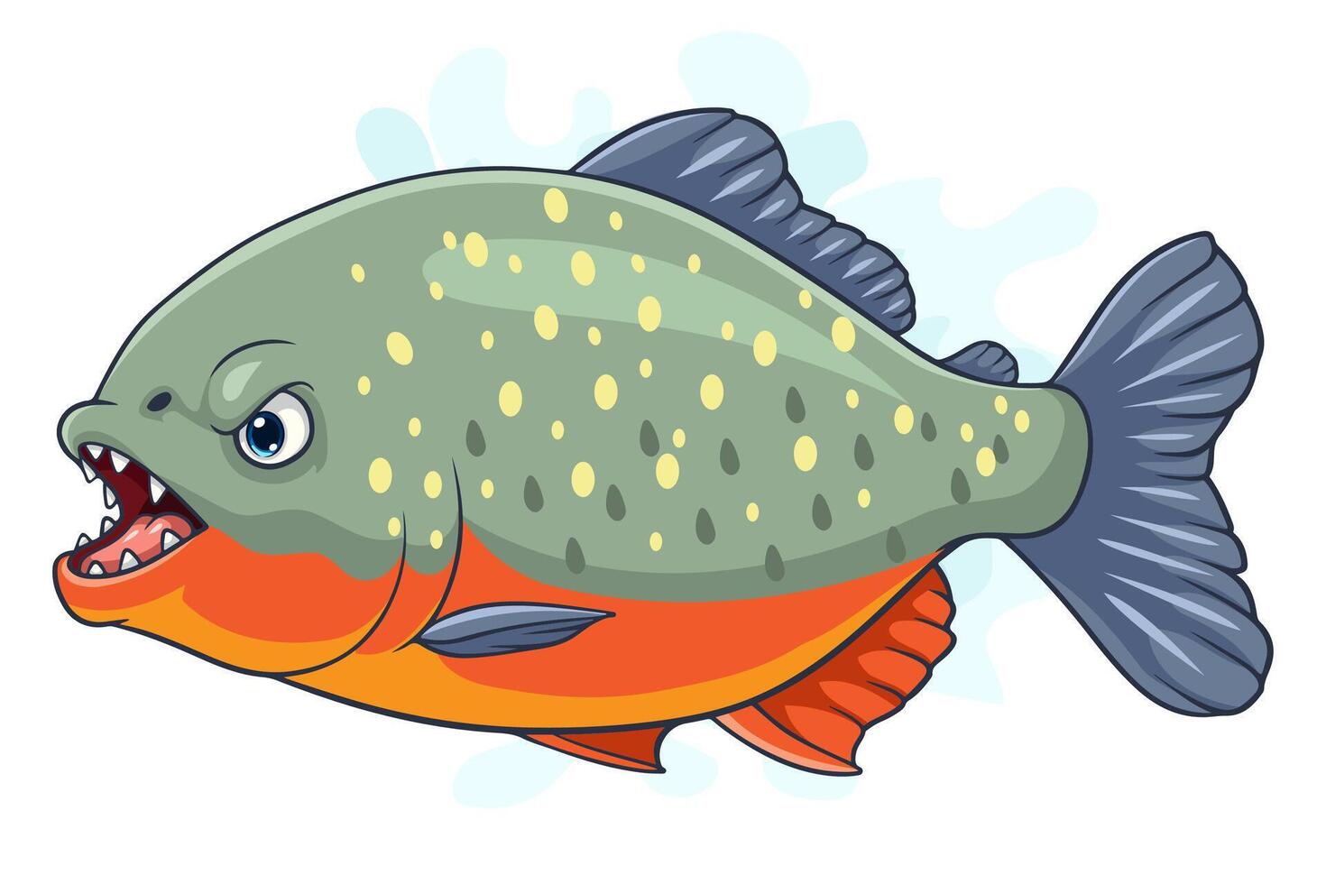dessin animé piranha poisson sur blanc Contexte vecteur