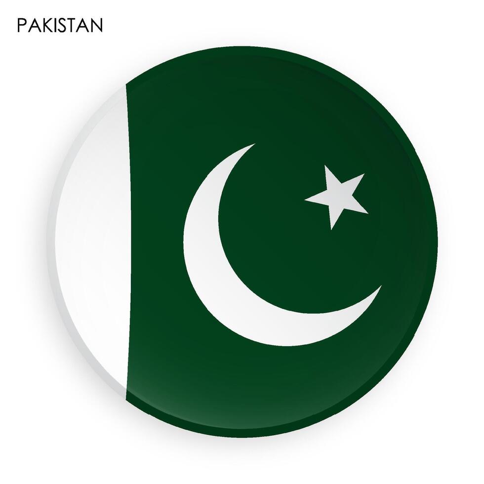 islamique république de Pakistan drapeau icône dans moderne néomorphisme style. bouton pour mobile application ou la toile. vecteur sur blanc Contexte