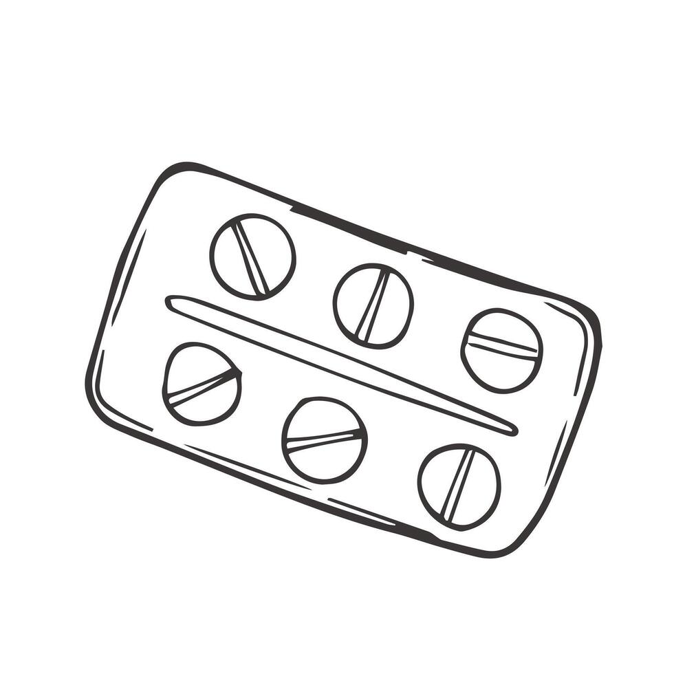 ordonnance drogues et médicament griffonnage, main tiré vecteur griffonnage illustration de divers médicament comprimés et drogue pilules pour médical fins, isolé sur blanc Contexte.