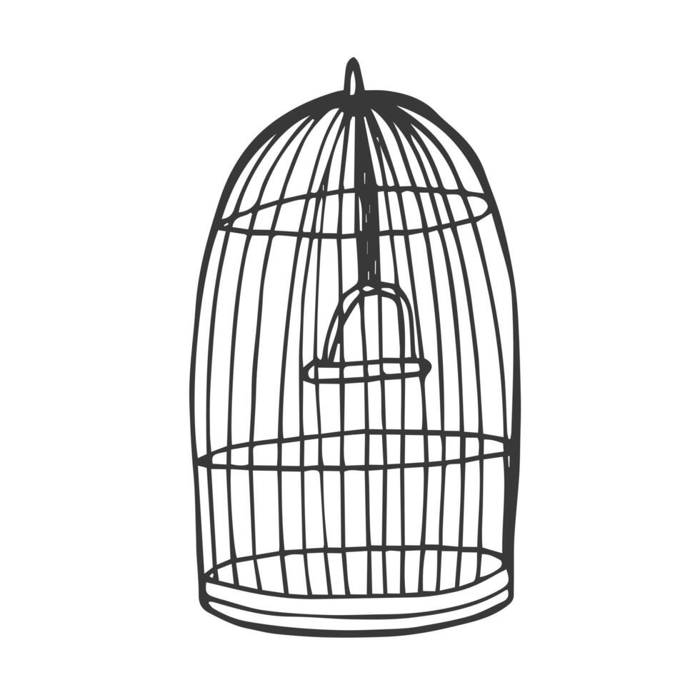 main tiré mignonne contour illustration de ouvert cage. plat vecteur Libération sentiments et émotions dans coloré griffonnage style. libération, liberté concept autocollant, icône ou imprimer.