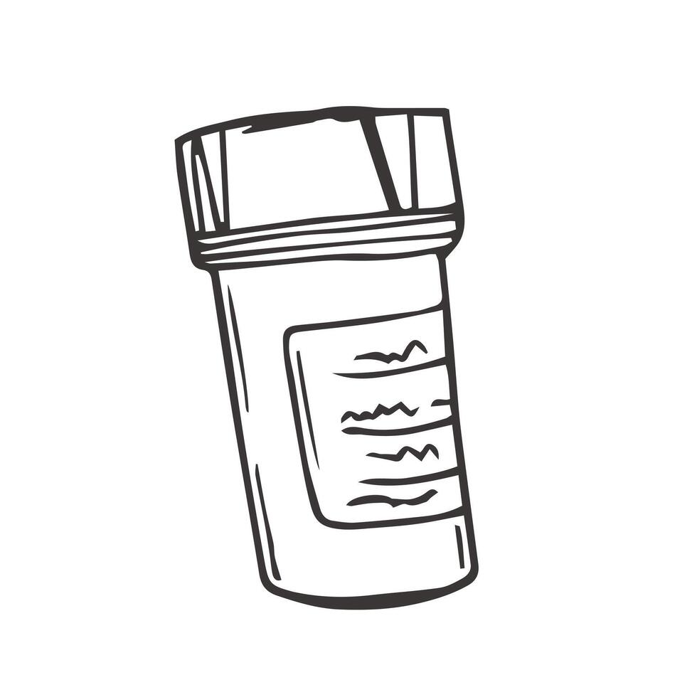 vecteur esquisser pilules, tablette, capsule et paquet bouteille isolé sur blanc Contexte. main tiré médical illustration.