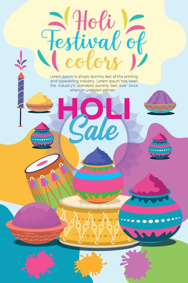 content Holi coloré bannière modèle Indien hindouisme Festival fête, social médias affiche conception et horizontal bannière modèle pour Holi Festival fête vecteur