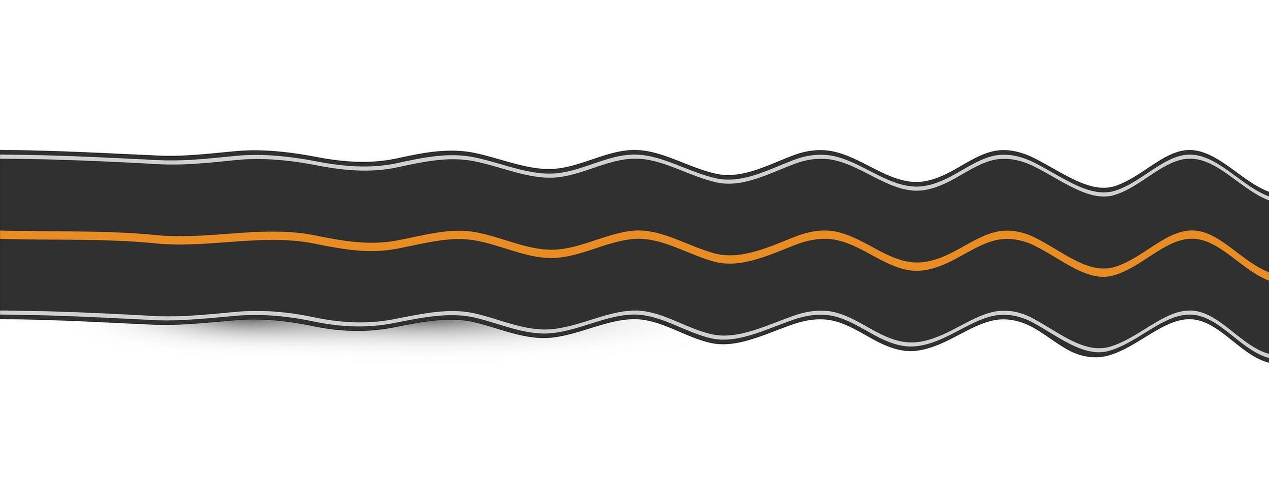 route sinueuse étroite asphalte glissant avertissement courbe graphique chaussée, collines de montagne et mauvais chemin de gravier icône illustration vectorielle. vecteur