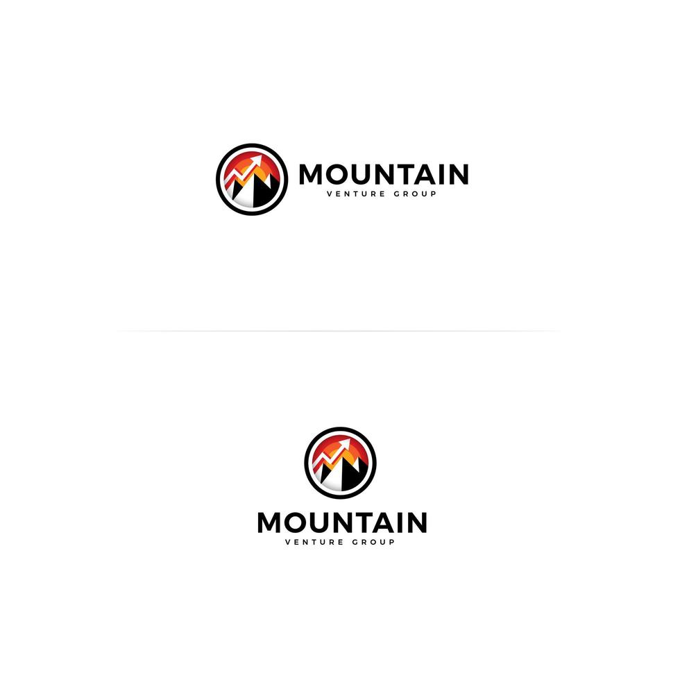 icône de la montagne. forme de cercle avec concept de logo de montagne pour groupe d'entreprise, conseiller financier, aventure et voyage. rond simple plat logo.vector idée de logo isolé pour les entreprises et le démarrage. vecteur