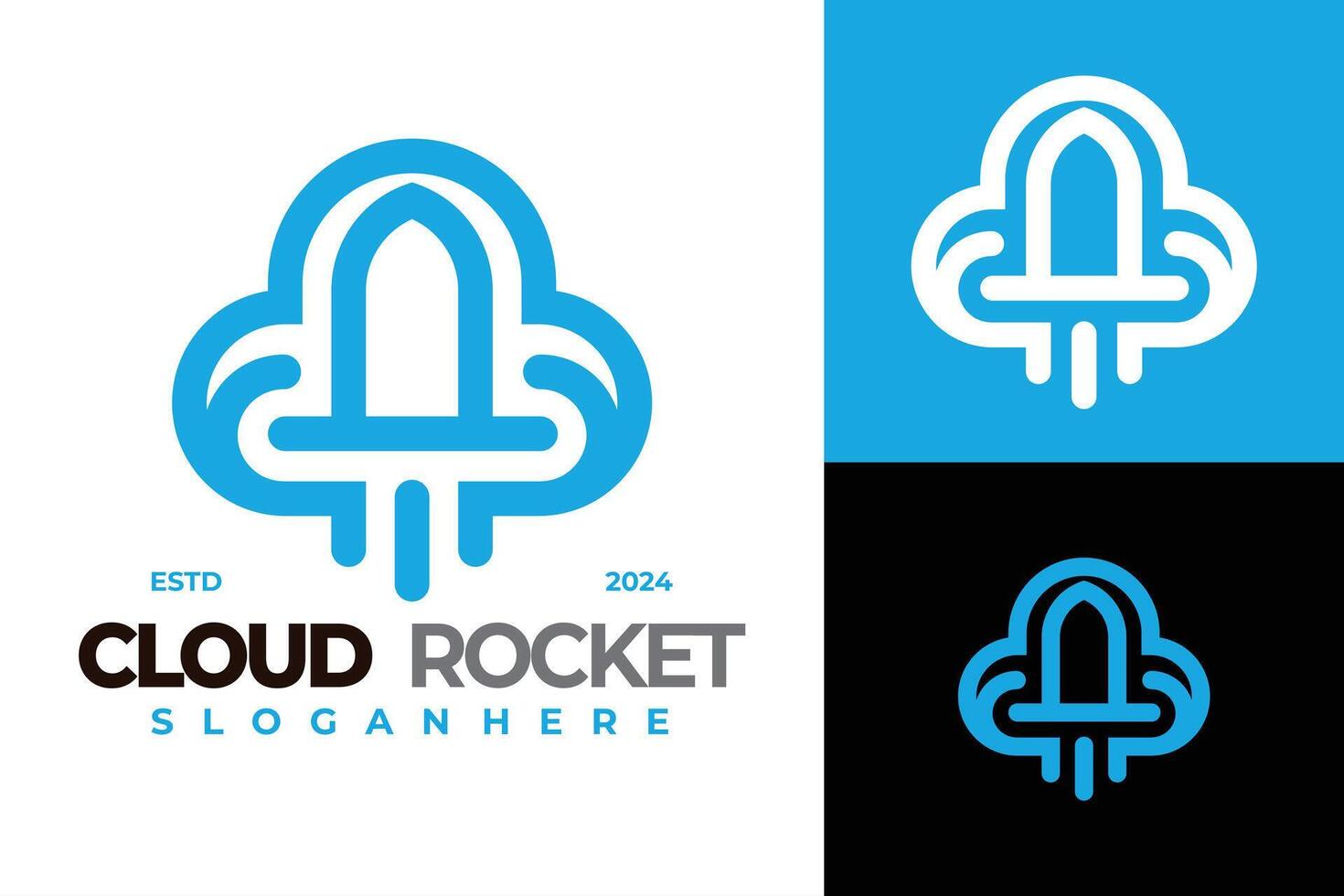nuage fusée logo conception vecteur symbole icône illustration