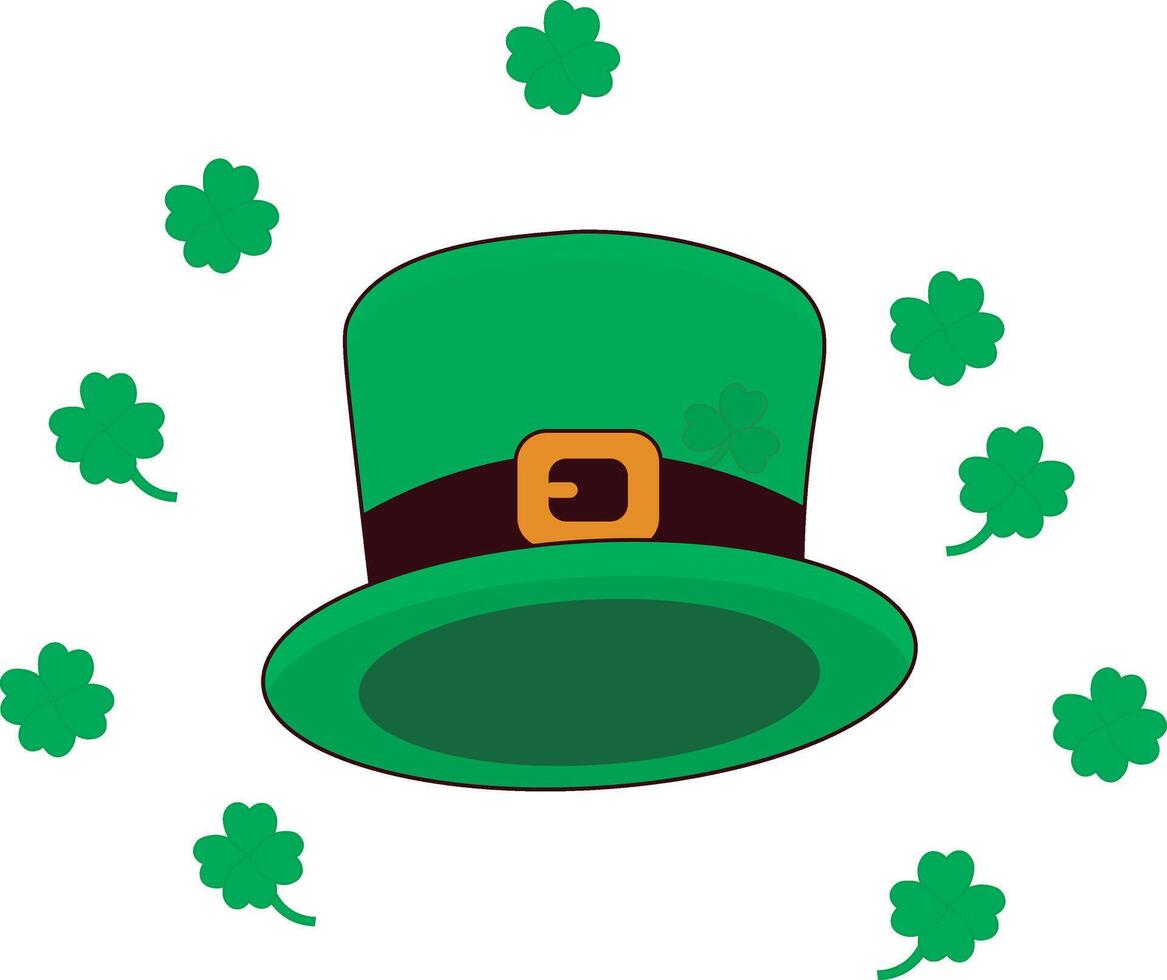 st. patrick's jour, vert chapeau illustration vecteur motifs, pour arrière-plans, papier, tissus