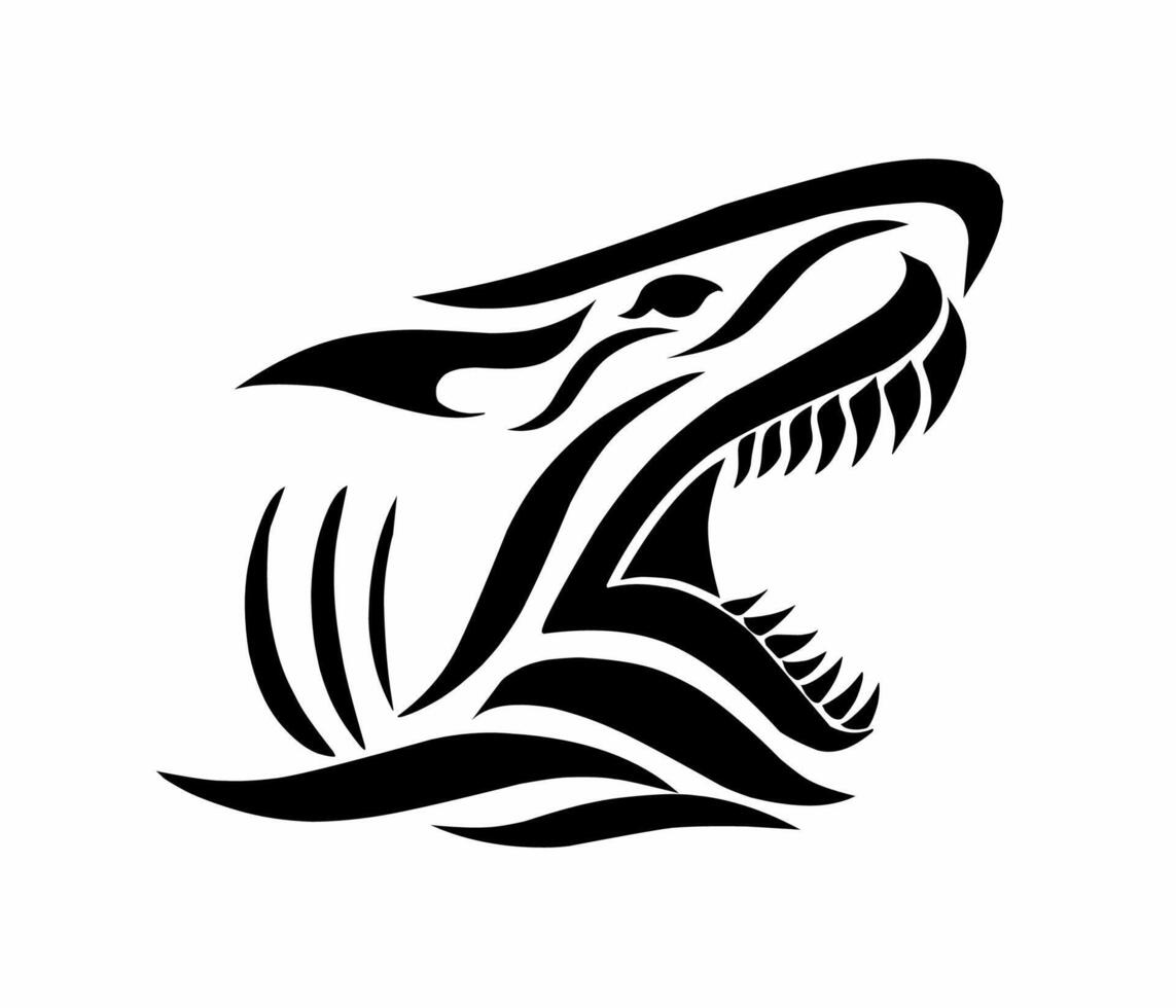 illustration vecteur graphique de tribal art requin tête conception adapté pour tatouages