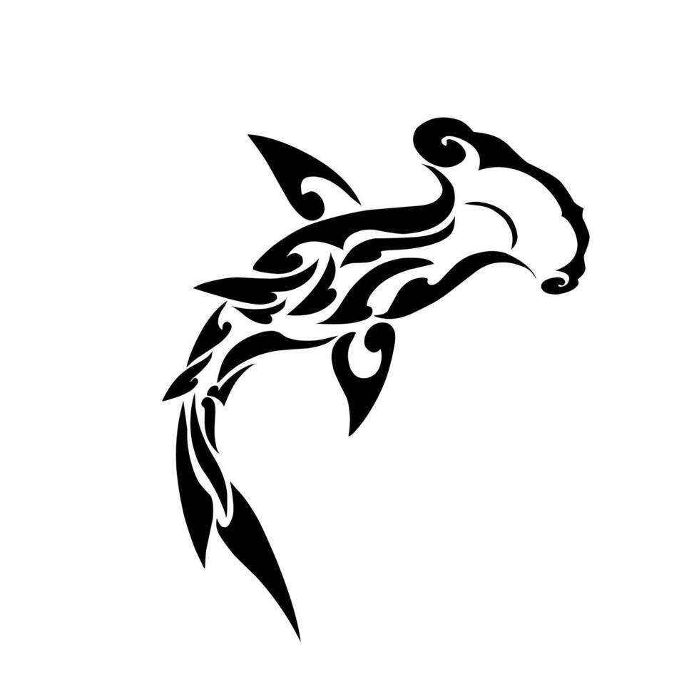 illustration vecteur graphique de tribal art noir marteau requin tatouage conception