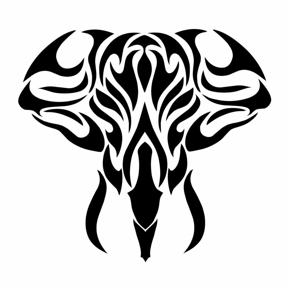 illustration vecteur graphique de tribal art noir l'éléphant tête tatouage conception