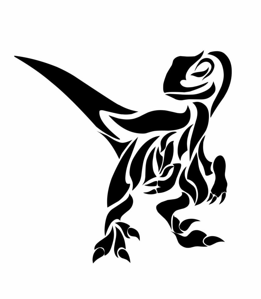 illustration vecteur graphique de tribal art abstrait noir dinosaure rapace adapté pour tatouages