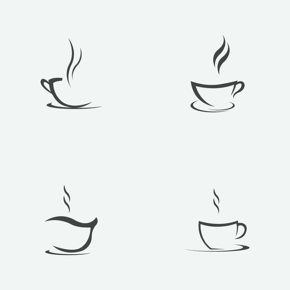 vecteur illustration ensemble de une tasse de noir café sur une gris Contexte