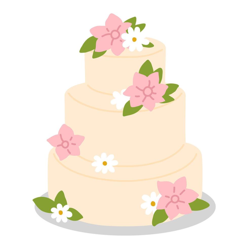 griffonnage mariage gâteau vecteur