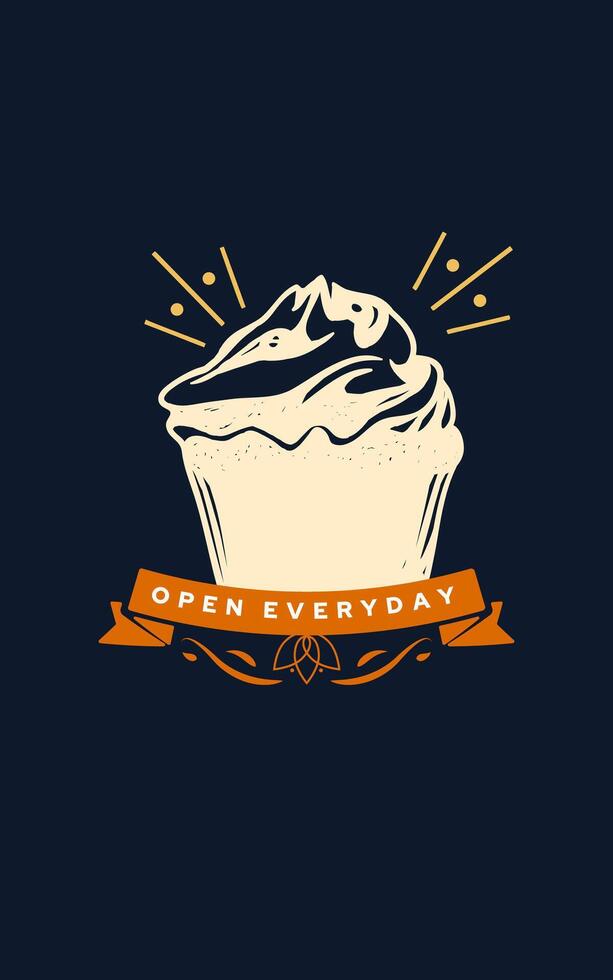 petit gâteau logo conception. vecteur illustration. modèle pour café, restaurant, bar, café boutique, boulangerie, Pâtisserie magasin.