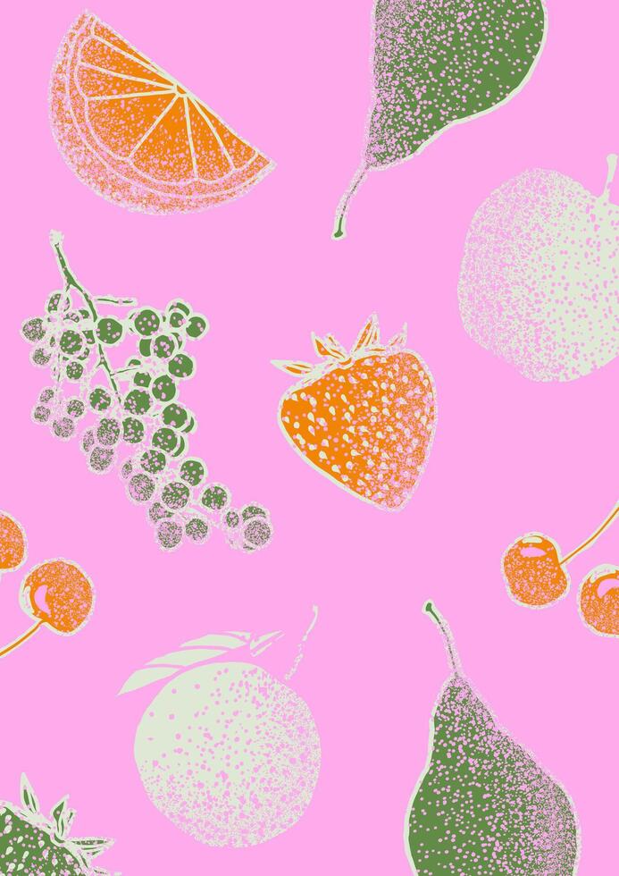 des fruits esquisser dessiné à la main illustration avec vaporisateur texture vecteur