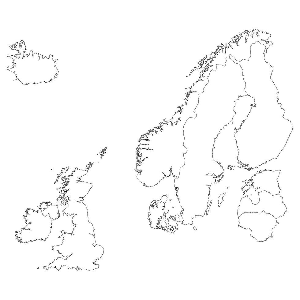 nord L'Europe  pays carte. carte de nord L'Europe  dans blanc couleur. vecteur