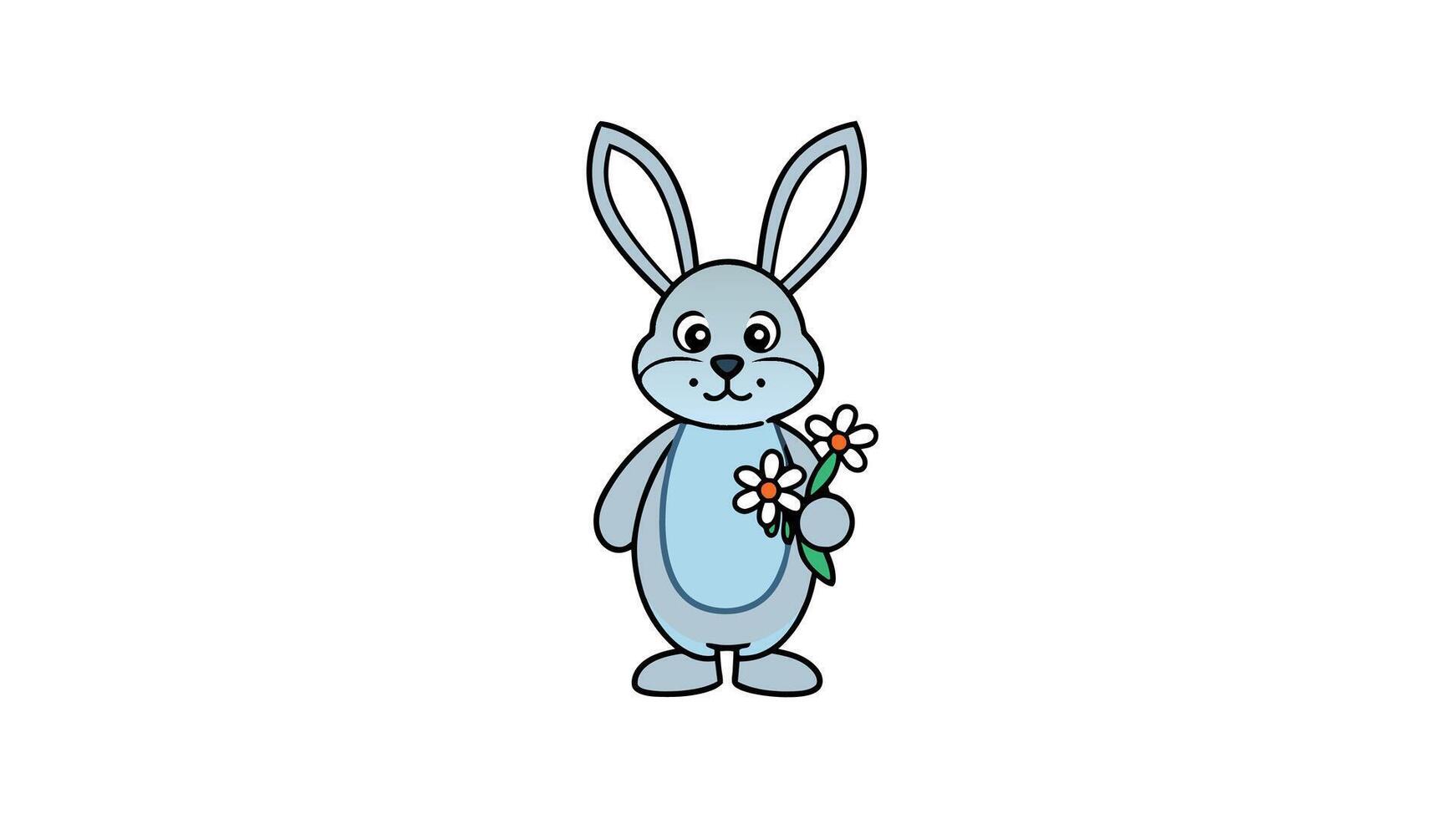 Pâques lapin en portant fleur charmant vecteur illustration pour de fête dessins