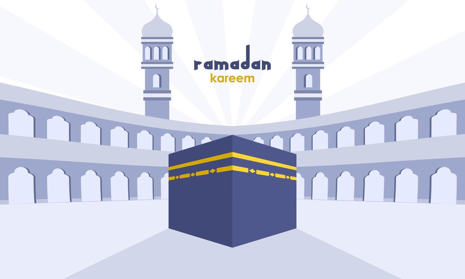 kaaba dans al-haram mosquée à Mecque, saoudien Saoudite. Ramadan kareem Contexte concept. vecteur illustration.