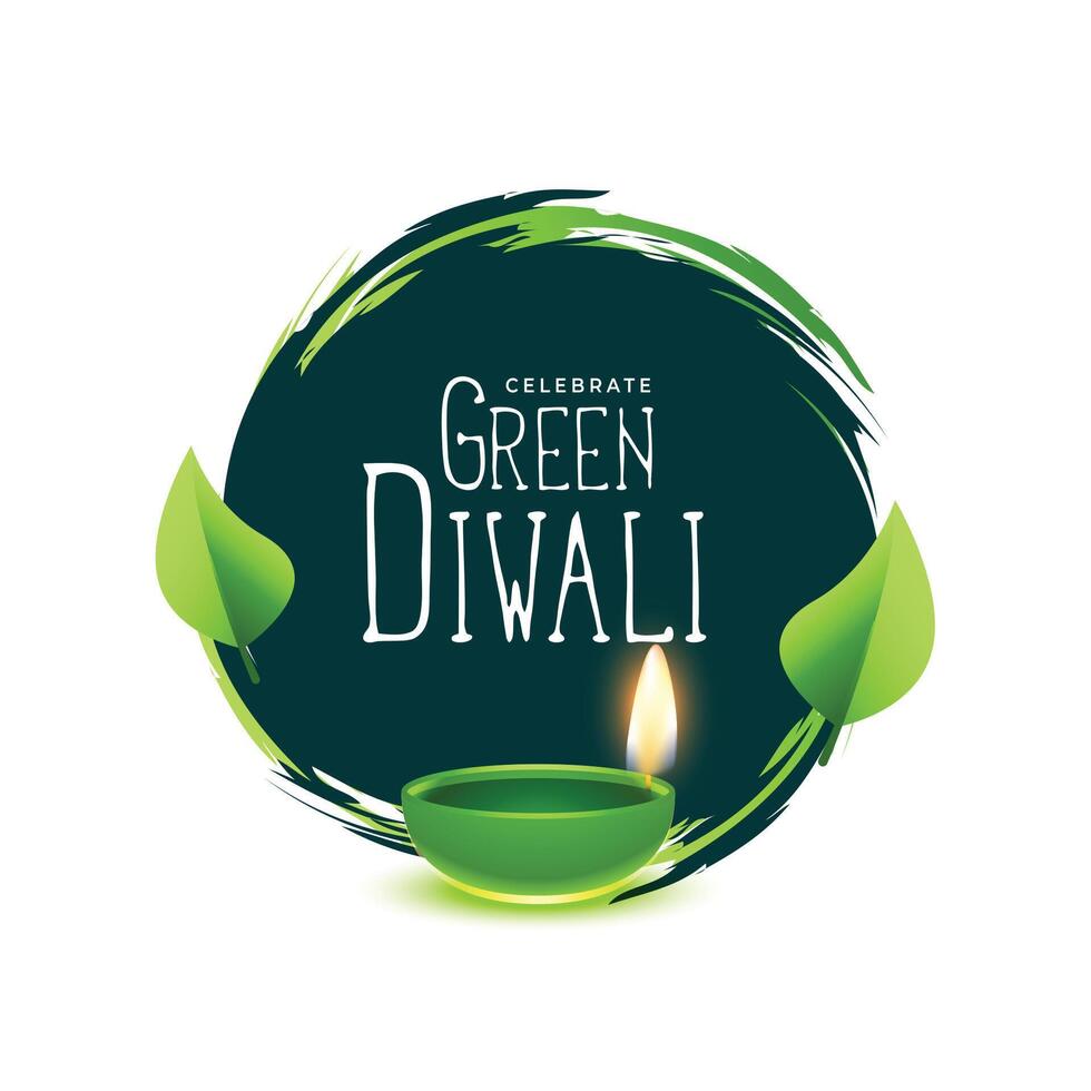 vert diya et feuille conception pour éco diwali occasion Contexte vecteur illustration