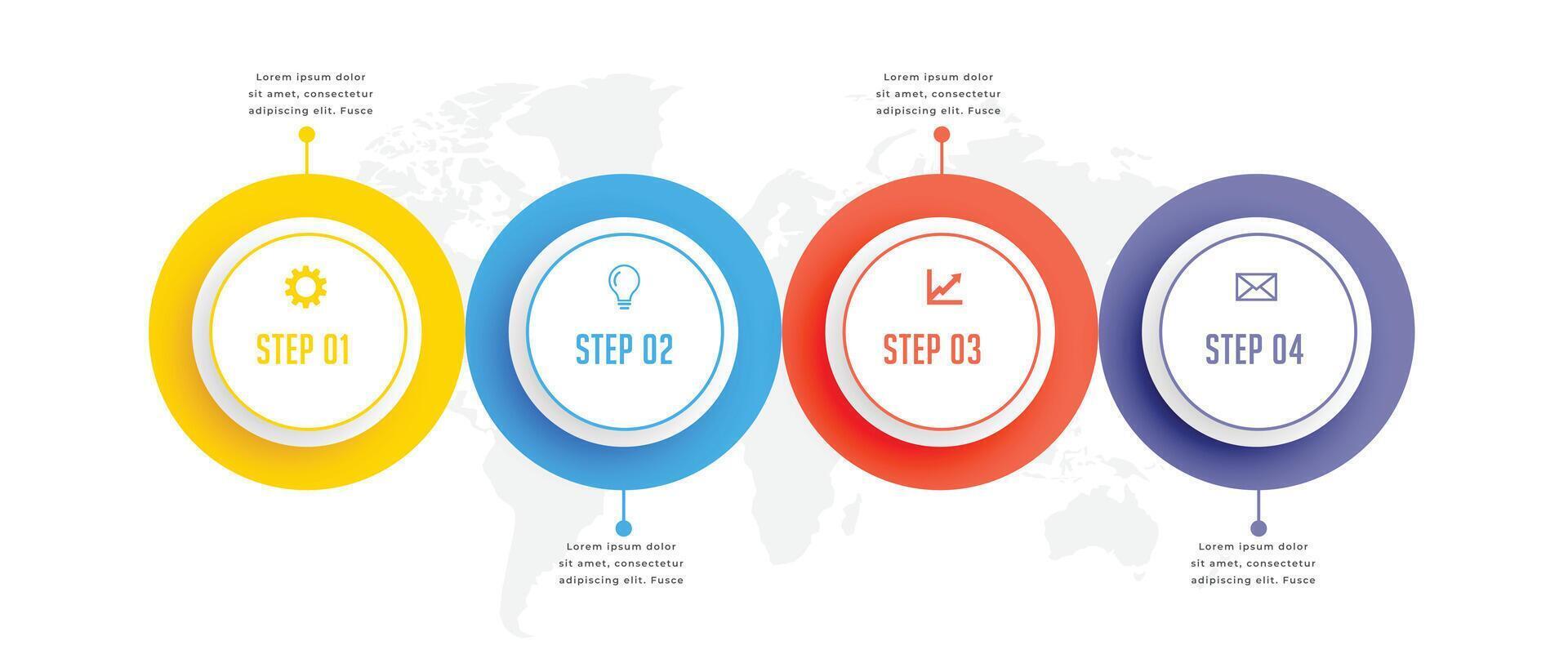 quatre pas circulaire affaires infographie modèle conception vecteur