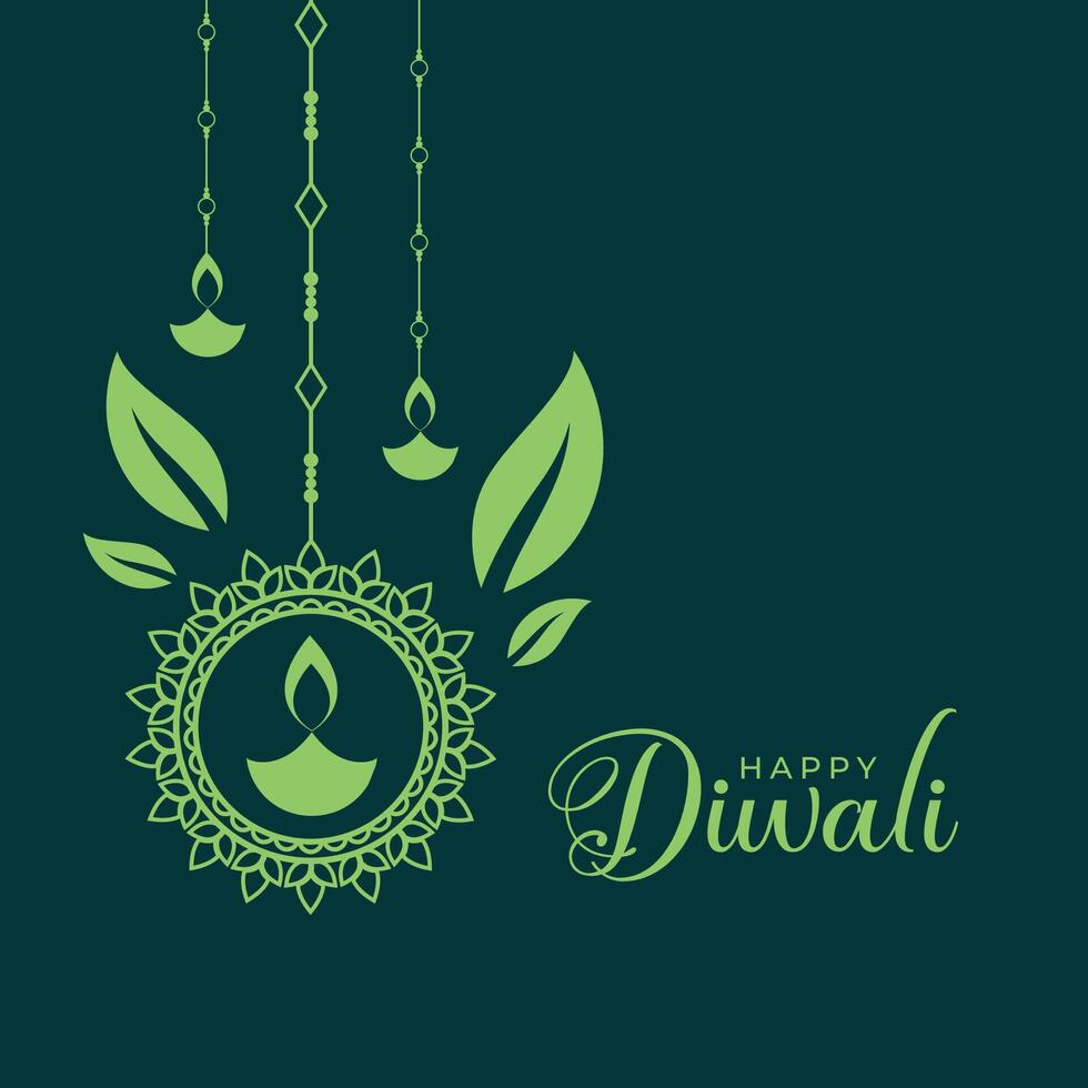 content diwali Festival vert Contexte avec lanterne conception vecteur