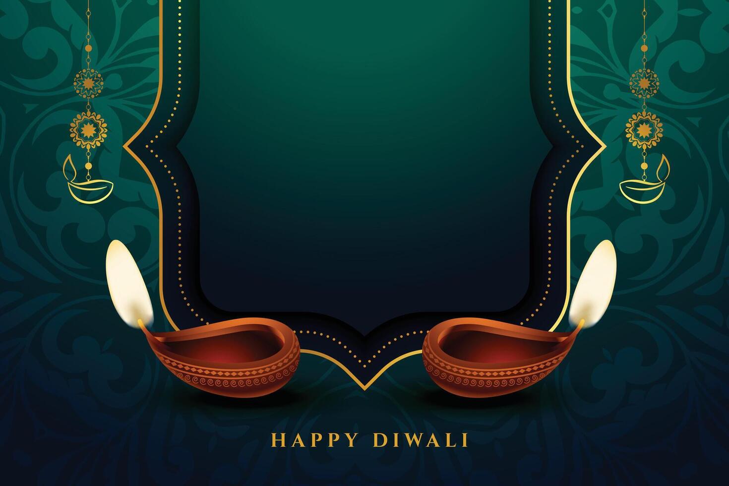 magnifique shubh diwali bannière avec pétrole lampe dans paisley conception vecteur